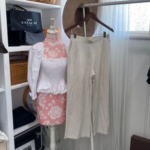 I Say Linen Cream Wide Leg Pants S